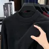 Suéter Masculino 100% Lã, Engrossado, Novo Estilo Inverno 2025, Camada Base Tricotada, Cor Sólida, Caimento Solto