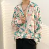 Camisa floral de manga comprida para homens e mulheres, primavera, outono, verão, toque de alta qualidade, estilo coreano, moderna, descolada, nicho, estilo Hong Kong, jaqueta camisa retrô