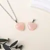 Pingente de coração de cristal multimaterial natural, pingente de pedra bruta de coração de pêssego mini, acessórios de joias DIY, atacado
