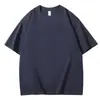 Camiseta Masculina e Feminina Básica de Manga Curta Gola Redonda Pesada 260g Algodão Puro Grossa Ombros Caídos Cor Sólida Solta Casual para Usar por Baixo