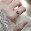 Anillo de Granate Perla de Plata 925 Natural Apertura Anillo de Flor Tejido a Mano Cristal Moda Personalidad Nicho