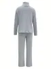 Conjunto de dos piezas de suéter y pantalones holgados de comercio exterior para mujer, otoño e invierno 2023, informal, de punto, cuello alto, manga larga, Europa y Estados Unidos