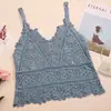 Blusa de Crochê de Verão Estilo Oodt Vazada Versátil Estilo Férias Francesas Slim Fit Solta Sem Mangas Regata
