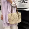 Bolsas Femininas, Estilo Coreano Retro Uma Alça Bolsinha de Palha Vazada, Bolsa Trançada de Design de Nicho, Bolsa de Praia para Férias na Beira-Mar
