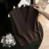 Colete de malha com decote V outono/inverno 2026 feminino estilo europeu suéter base