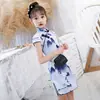 Cheongsam diario para niños, verano, nuevo, estilo vintage de pintura a tinta china, vestido cheongsam, venta al por mayor