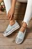 Comércio Exterior Transfronteiriço Outono e Primavera 2024 Tamanho Grande Sapatos Casuais Mocassins Femininos Sola Grossa Planos Strass Moda Sapatos Femininos