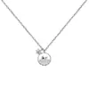 Collar Colgante de Círculo Geométrico Estrella y Luna Lazo Diamante Brillante Lujo Ligero para Mujer, Cadena de Clavícula Moda Cruz Simple al por Mayor