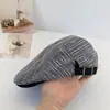 Gorra Visera Mujer Otoño/Invierno Estilo Coreano Versátil Adelgazante Facial Estilo Británico Retro Boina Sombrero de Copa Plana Moderno