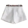 Shorts de Lino Tencel Estilo Old Money Personalizados para Mujer Verano 2026 Nuevos de Cintura Alta Adelgazantes Hot Pants Casual Versátil