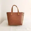 Bolsa de Mão Nova Estilo Rattan Sintético, Bolsa Tecida de Palha, Cesta Puramente Tecida à Mão, Lembrancinha de Casamento, Lembrança, Bolsa de Mão, Cesta de Casamento