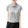 Simples Casual Lar Manga Curta Feminino Verão Novo Fino Gola Polo Top Manga Curta Tricô Commuter Camiseta