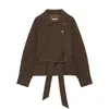 Roupas Femininas Europeias e Americanas Transfronteiriças AliExpress Venda Quente Moda Casual Retrô Jaqueta Estilo Trench Coat Curto Outwear