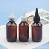 Botella de Boca Puntiaguda Verde Oscuro 100ml Tapa Puntiaguda Marrón Botella para Aceite Esencial Tapa Puntiaguda Botella de Color Pasta Botella Dosificadora de Boca Puntiaguda Botella para Fragancia