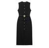 Vestido Temperamento Europeu e Americano Feminino Transfronteiriço Novo Cinto com Crepe Midi Primavera