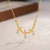 Colar Três Borboletas Brilhantes Feminino Novo Design Chinês com Micro Zircônia Moda Versátil Elegante Corrente de Clavícula de Alta Qualidade