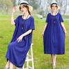 Vestido de Algodão e Seda Novo 2026 Moda Verão Algodão Artificial Solto Tamanho Grande Roupa Exterior Vestido de Comprimento Médio