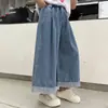 Roupas Infantis Meninas Manga Curta Verão 2025 Novo Conjunto de Dois Peças Jeans Estiloso Roupa de Verão da Moda
