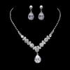 Conjunto de dos piezas de collar y pendientes con forma de gota de agua de circonita y flores de lujo, estilo europeo y americano, con diseño de mujer, pulsera de diamantes de alta gama con giro completo.