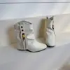 Botines con borlas Melard para mujer, talla petite, con plataforma interior, tacón grueso, longitud hasta media pantorrilla, versátiles, retro, punta fina, botas de cowboy western