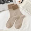 Calcetines de lana para mujer, de otoño e invierno, de mediados de otoño, de visón y cachemir con colores combinados, de felpa gruesa, cálidos y vintage.