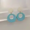 Brincos Ovais Vazados de Acrílico Retrô Estilo Hong Kong Brincos de Círculo Geométrico de Prata S925 Acessórios de Orelha Versáteis
