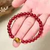 Pulseira de Pedra Olho de Tigre com Alto Teor de Areia Dourada Roxa Ano Zodiacal Cinábrio Pulseira de Luxo Leve Presente de Aniversário para Namorada