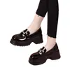 Mocasines populares para mujer estilo británico, zapatos de cuero de suela gruesa, nuevo modelo otoño 2025, zapatos versátiles de plataforma con punta redonda que aumentan la altura