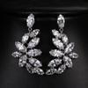 Pendientes de Borla con Forma de Hoja de Zirconia de Moda de Gama Alta Cao Shi Elegantes Versátiles Pendientes Retro con Forma de Hoja para Mujer