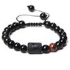 Venda quente transfronteiriça pulseira trançada de ágata preta do zodíaco pulseira ajustável ágata vermelha com contas moda personalizada