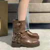 Botines Chunky de Tacón Grueso Estilo Martin 2024 Estilo Británico Retro Punta Cuadrada Botines de Tobillo Botas Vaqueras Western Botas de Caballero