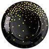 Outlet de Fábrica Tema Festa Pontos Pequenos Preto e Dourado Conjunto Descartável Prato de Papel Espesso Copo de Papel Guardanapo de Papel Toalha de Mesa