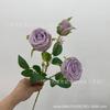 3 Cabeças de Rosa Real com Bordas Encaracoladas para Decoração de Salão de Casamento, Arranjo Floral Rosa Chá Vintage, Flores Artificiais