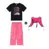 Ropa Hip-Hop Moderna para Niños de Street Dance para Niños y Niñas, Chaleco Funcional de Marca Hip-Hop Fresco y Elegante, Conjunto de Tres Piezas para Actuación