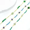 Cadena de cristal con ojo de diablo de piedra natural transfronteriza, chapada en cobre que conserva el color, cadena hecha a mano DIY para pendientes, pulseras, collares y otras joyas