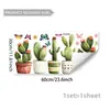 D22654 Adesivo Estático para Janela de Planta Suculenta em Vaso com Aquarela para Decoração de Janela de Loja e Casa, Visível dos Dois Lados