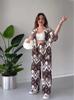 Comercio Exterior Ropa de Mujer 2024 Verano Nuevos Productos Holgada Talla Grande Estampada Manga Media Pantalones de Pierna Ancha Traje Casual para Mujer