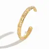 Pulseira Transfronteiriça de Aço Inoxidável Europeia e Americana para Mulheres, Olho de Diabo Flor de Bambu Design Geométrico Personalizado Pulseira Aberta