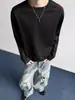Camiseta de Manga Larga con Bordado de Panal para Hombre, Temporada de Primavera, Cuello Redondo, Sudadera Estilo Americano, Tejido Waffle, Capa Base para Fitness