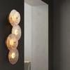 Lámpara de pared decorativa de doble vidrio con patrón de corteza, lámpara de combinación mural sencilla y creativa de cobre puro para sala de estar y mesita de noche