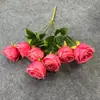 Buquê de Rosas Artificiais 'Princesa Real' com 7 Cabeças, Flores de Seda Falsa para Casamentos, Decorações de Sala de Estar, Venda por Atacado