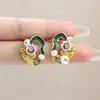 Pendientes de Perla de Agua Dulce con Flores Geométricas en Óleo, Pendientes Personalizados de Estilo Antiguo, Pendientes Simples, Exquisitos y de Alta Gama al por Mayor