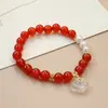 Pulsera original de ágata roja de moda nacional Colgante de calabaza de jade dorado y orquídea de perla Joyería al por mayor