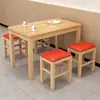 Conjunto Original de Mesa de Jantar e Cadeiras de Madeira Maciça para Uso Doméstico, Adequado para Apartamentos Pequenos, Mesas de Jantar, Cantinas, Restaurantes e Restaurantes de Fast Food, Conjunto de Bancos Quadrados de Madeira Maciça
