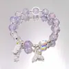 Pulseira Sereia Colorida com Contas e Strass Super Fada da Primavera para Mulheres Estilo Ins Nicho Estudante Doce Versátil Pulseira para Melhor Amiga