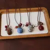 Estilo Igual de Blogger Piedra Ojo de Tigre Natural Ágata Roja Piedra Azul Diseño Cadena Larga Versátil para Suéter Moda Collar