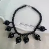 Colar e Brincos de Pingente com Contas Redondas Estilo Dark Doce-Descolado Personalizados, Joias da Moda Leve Luxo Tendência Celebridade da Internet Novo Modelo