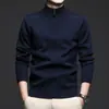 Suéter de lana nuevo para hombre de otoño e invierno, con media cremallera, cuello alto, grueso, cálido, versátil, moderno, camiseta interior