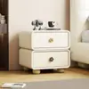 Mesa de cabeceira de madeira maciça estilo vintage, cor de madeira natural minimalista moderna, armário de armazenamento com cantos arredondados, mesa de cabeceira de quarto de grande capacidade