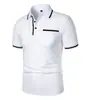 Nueva camiseta casual de manga corta para hombre, talla europea, con cuello camisero, bolsillo con botón, polo deportivo para hombre